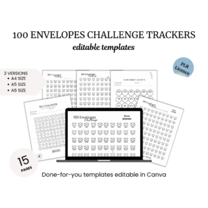 a computer screen with the text, 100 envelopes challenge trackers