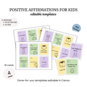 a set of four post - it notes with the words positive affirmations for