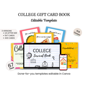 a college gift card book with a laptop and other items