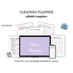 a laptop and a phone with a cleaning planner on it