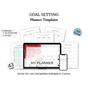 the goal setting planner template is displayed on a tablet
