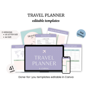 a laptop and a tablet with travel planner on the screen