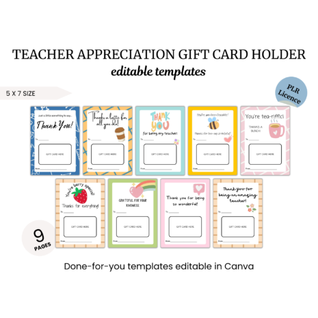 a teacher appreciation gift card holder