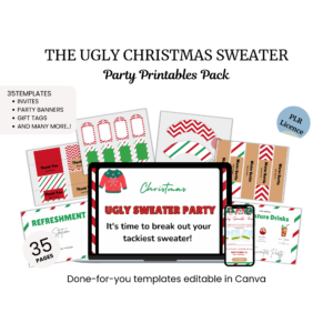 the ugly christmas sweater party printables pack