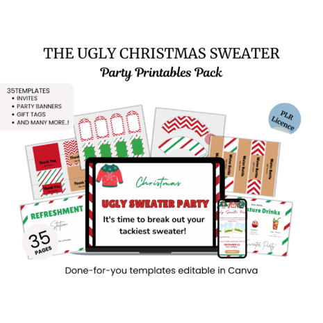 the ugly christmas sweater party printables pack