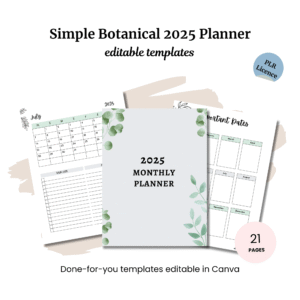 2025 Monthly Planner (Simple Botanical) PLR