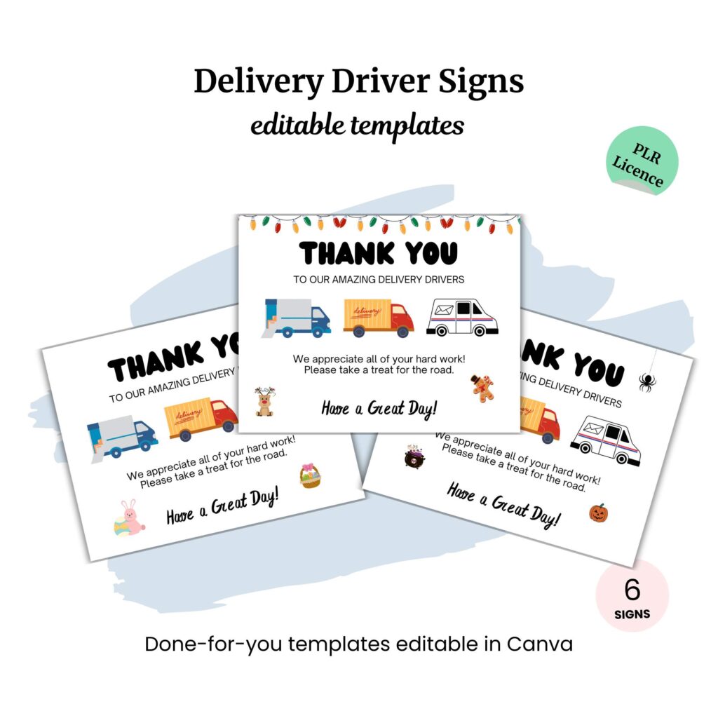 Delivery Driver Signs Bundle PLR – Snazzy Designs PLR