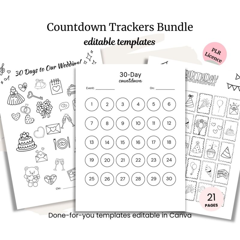 Countdown Trackers Bundle PLR – Snazzy Designs PLR