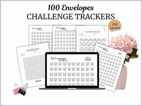 Click Here for 100 Envelopes Challenge Trackers PLR
